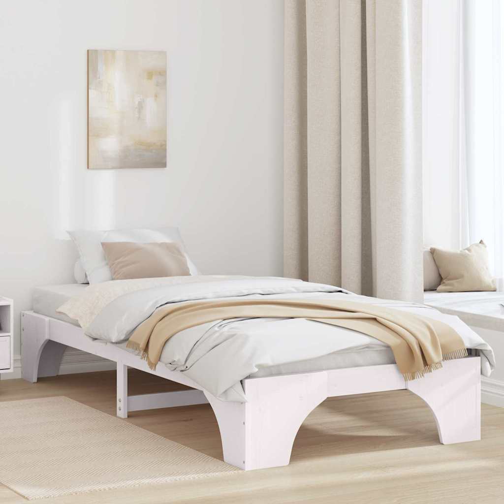 Sängram Vit 75 x 190 cm Massiv furu