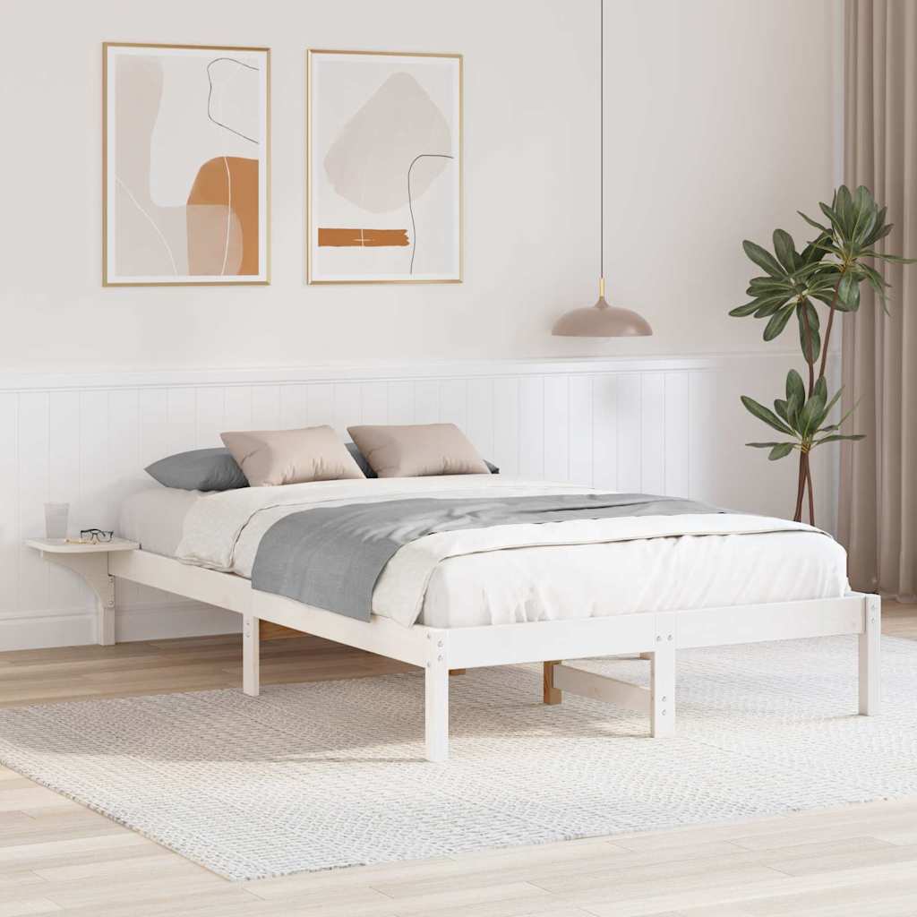 Sängram Vit 135 x 190 cm Massiv furu