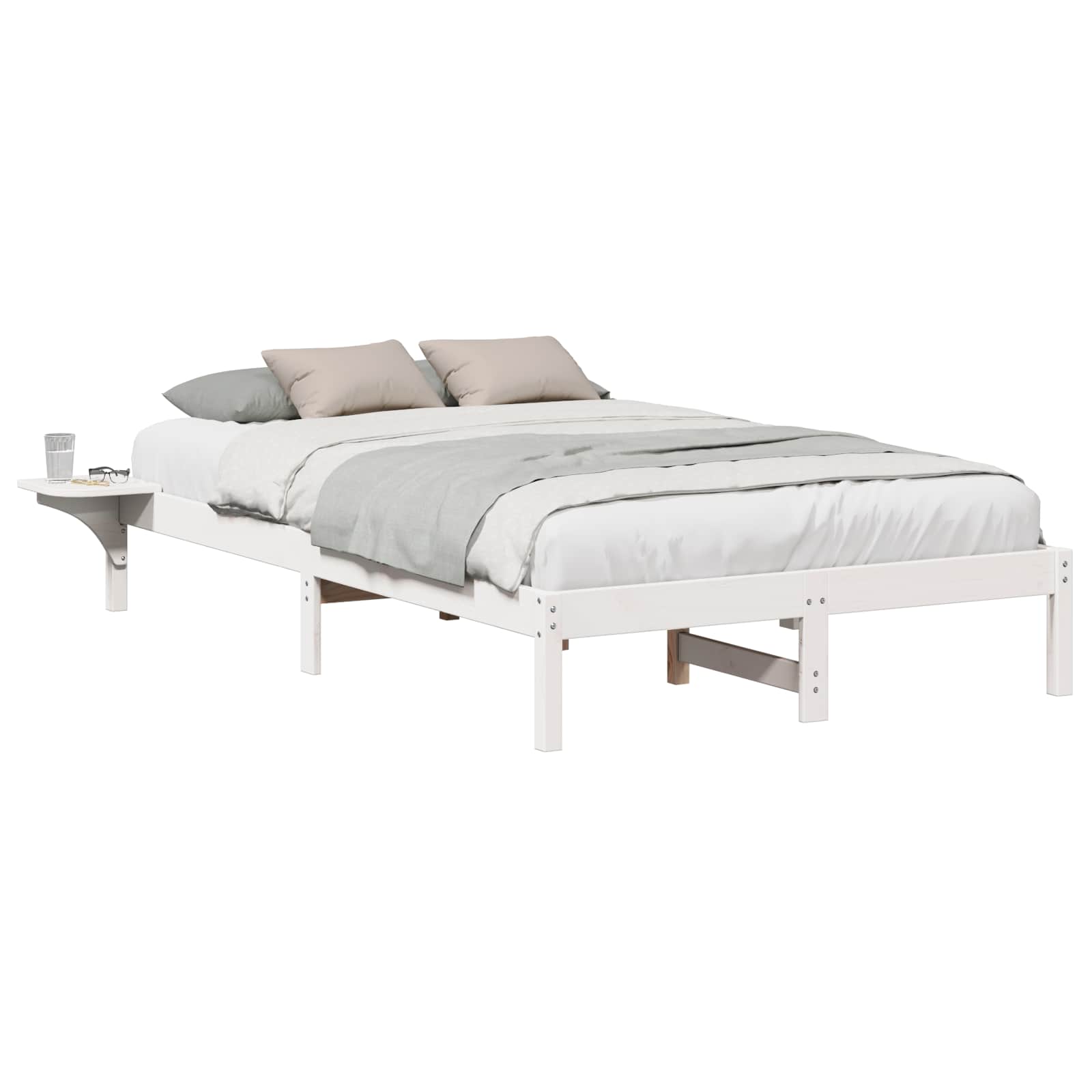 Sängram Vit 135 x 190 cm Massiv furu