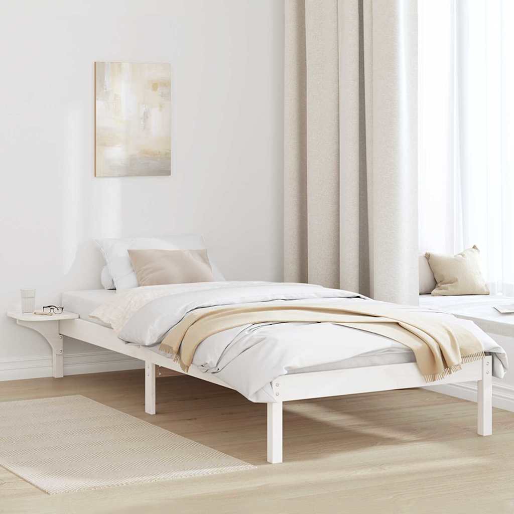 Sängram Vit 75 x 190 cm Massiv furu
