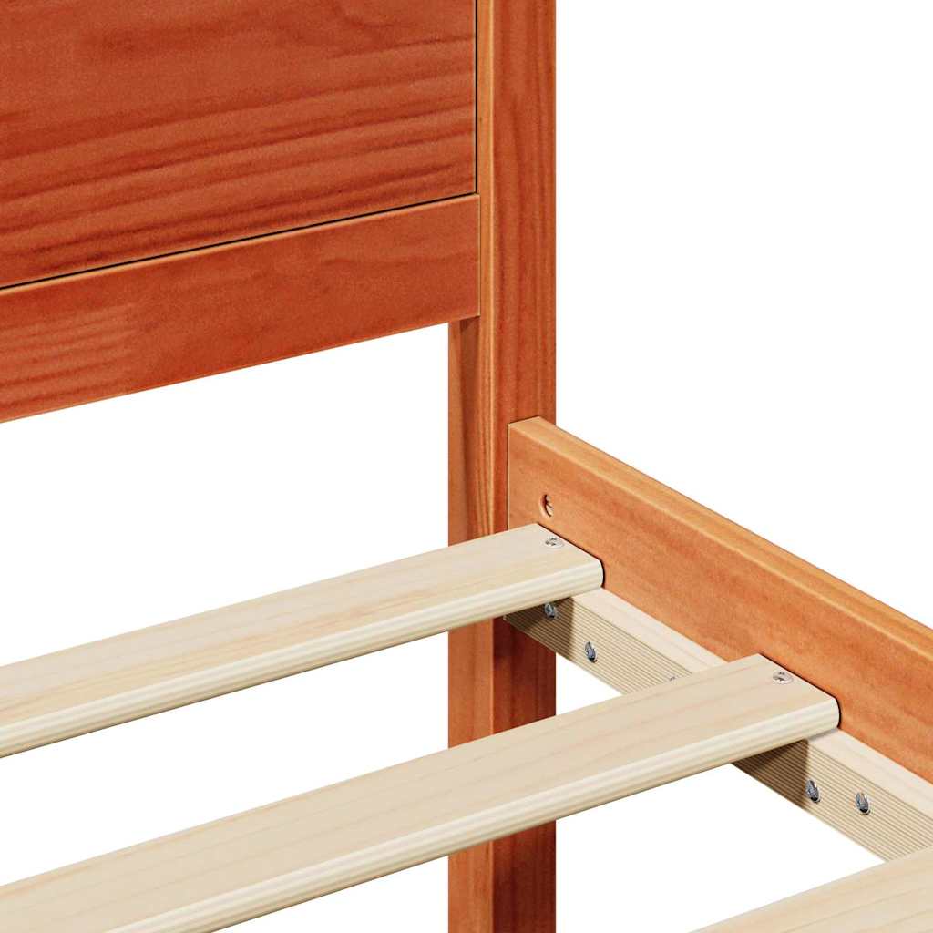 Sängram med huvudgavel Vaxbrun 160 x 200 cm Massiv furu