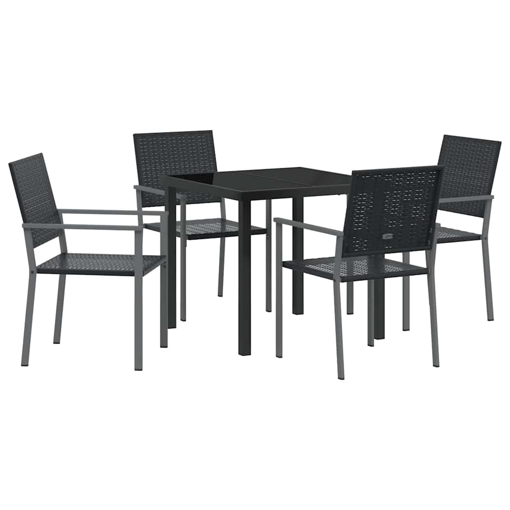 Trädgårdsmöbelset 5 pcs Svart PE Rattan
