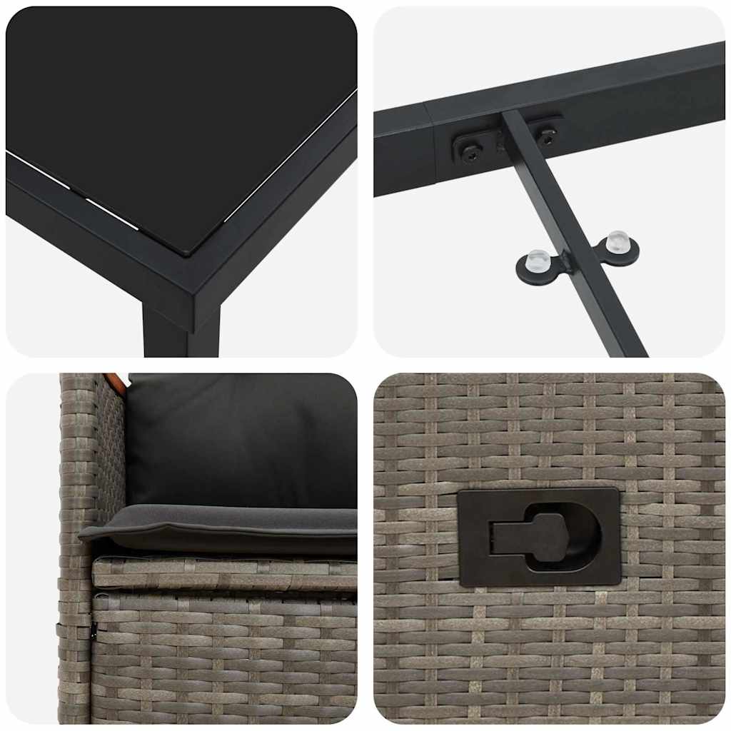 Trädgårdsmöbelset med kudde 5 pcs Grå konstrotting