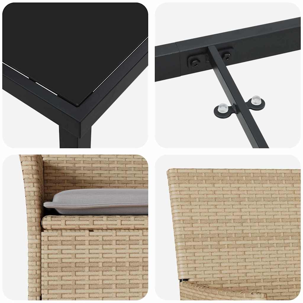 Trädgårdsmöbelset med kudde 5 pcs Beige konstrotting