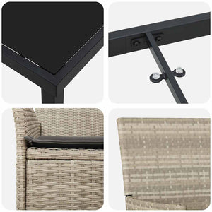 Trädgårdsmöbelset med kudde 5 pcs Ljusgrå konstrotting