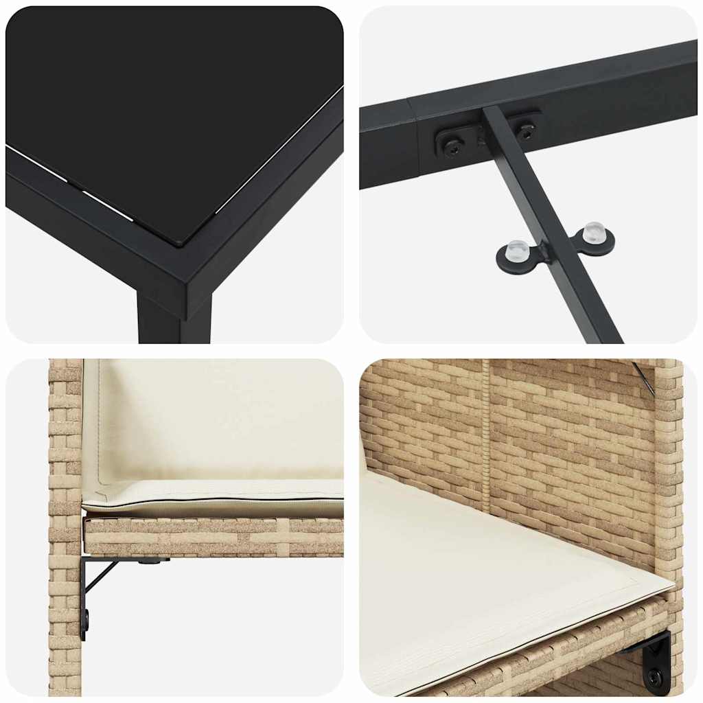 Trädgårdsmöbelset med kudde 5 pcs Beige konstrotting