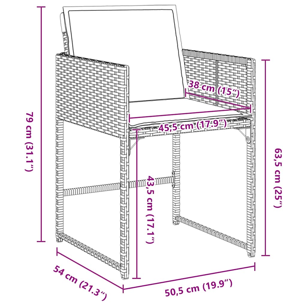 Trädgårdsmöbelset med kudde 5 pcs Svart konstrotting