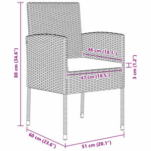 Trädgårdsmöbelset med kudde 7 pcs Svart konstrotting