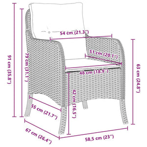 Trädgårdsmöbelset med kudde 5 pcs Svart konstrotting