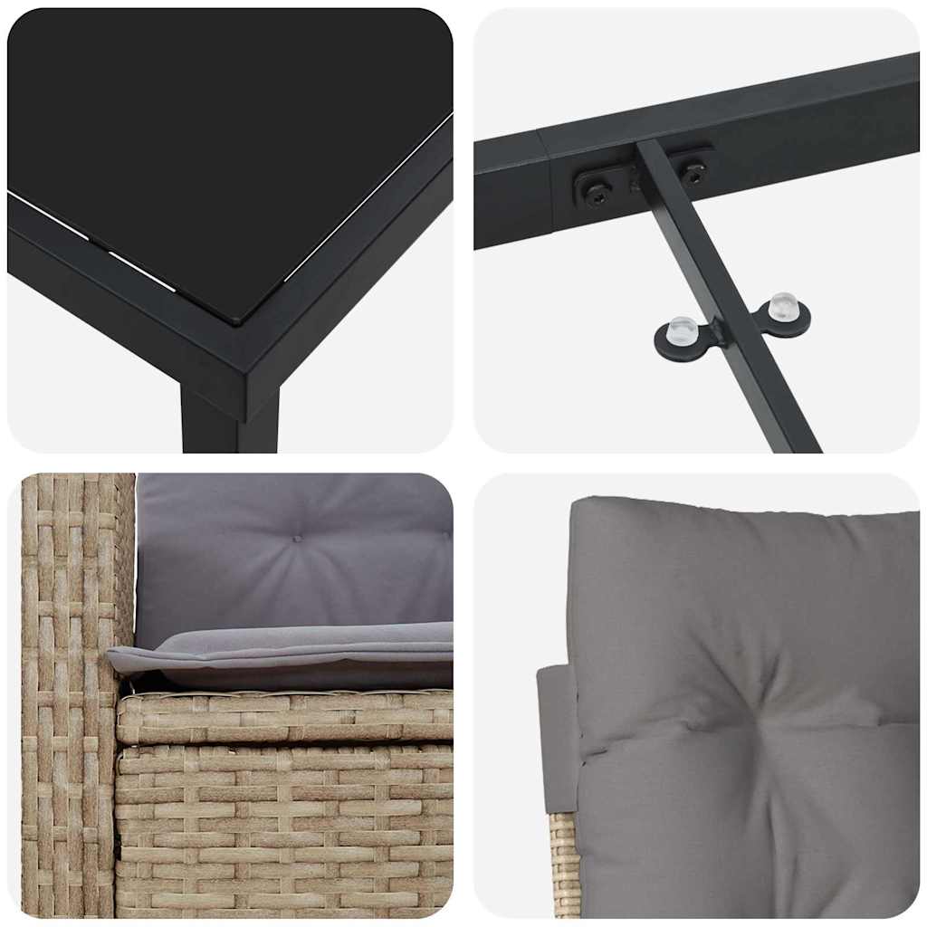 Trädgårdsmöbelset med kudde 5 pcs Beige konstrotting