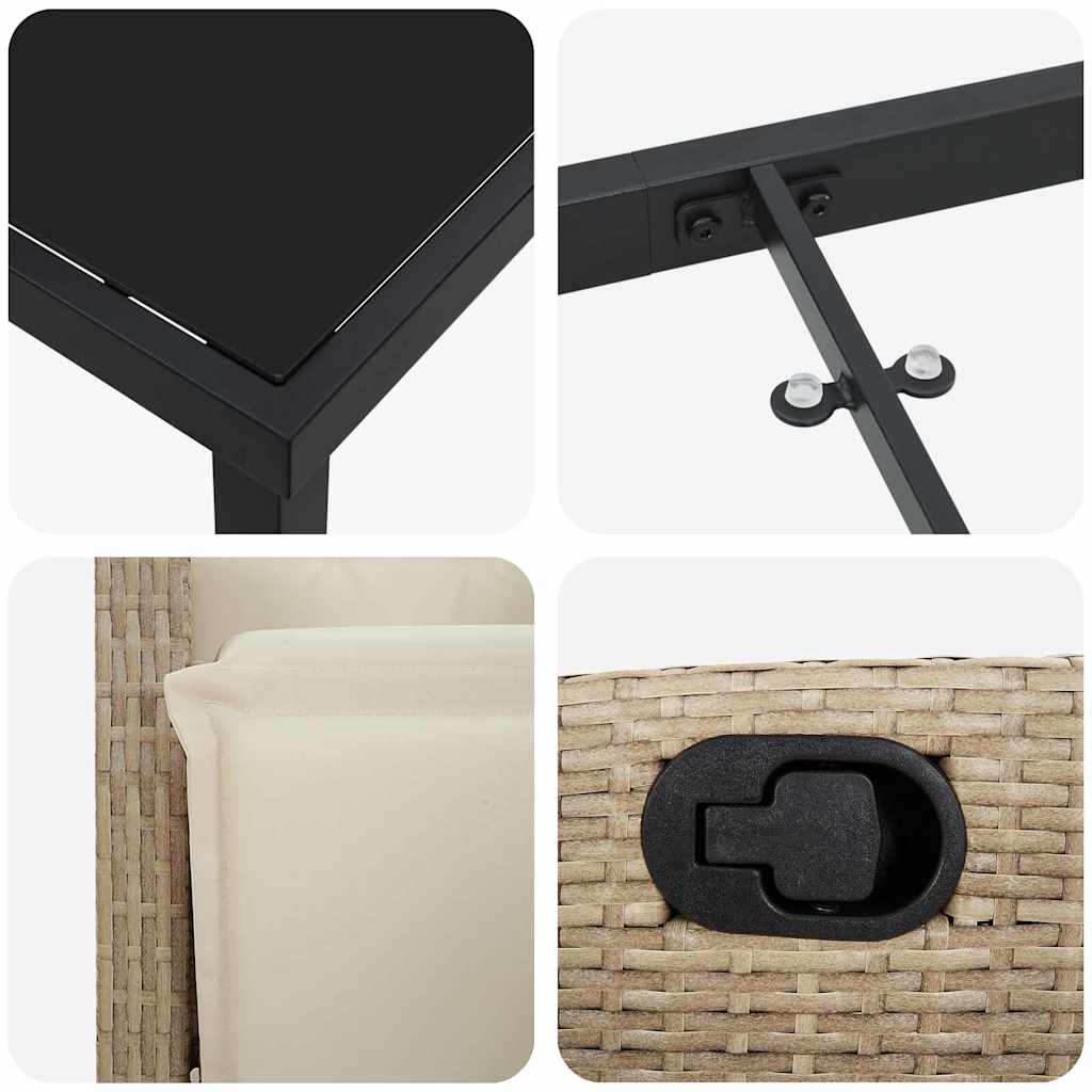 Trädgårdsmöbelset med kudde 5 pcs Beige konstrotting