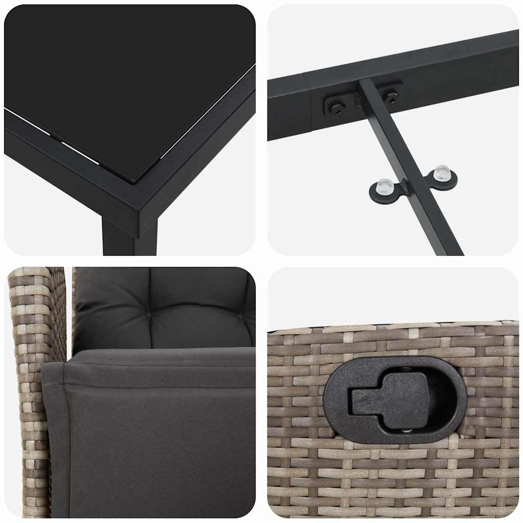 Trädgårdsmöbelset med kudde 5 pcs Grå konstrotting