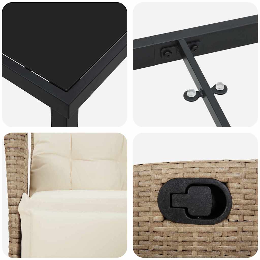 Trädgårdsmöbelset med kudde 5 pcs Beige konstrotting