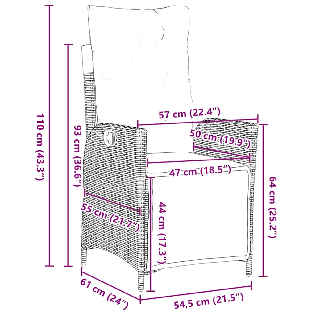 Trädgårdsmöbelset med kudde 5 pcs Beige konstrotting