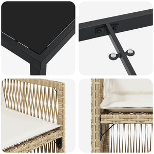 Trädgårdsmöbelset 5 pcs Beige Pulverlackerat stål