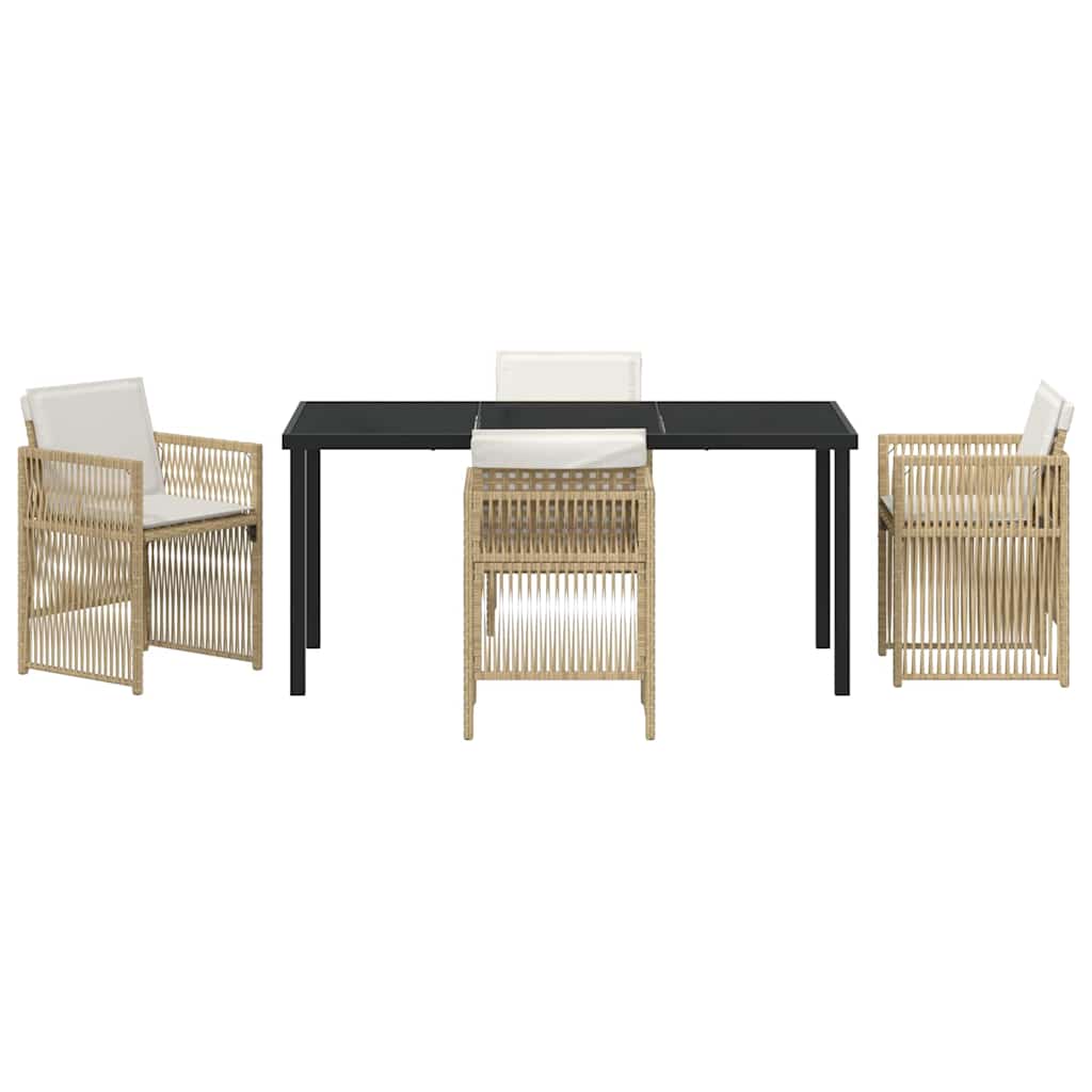 Trädgårdsmöbelset 5 pcs Beige Pulverlackerat stål