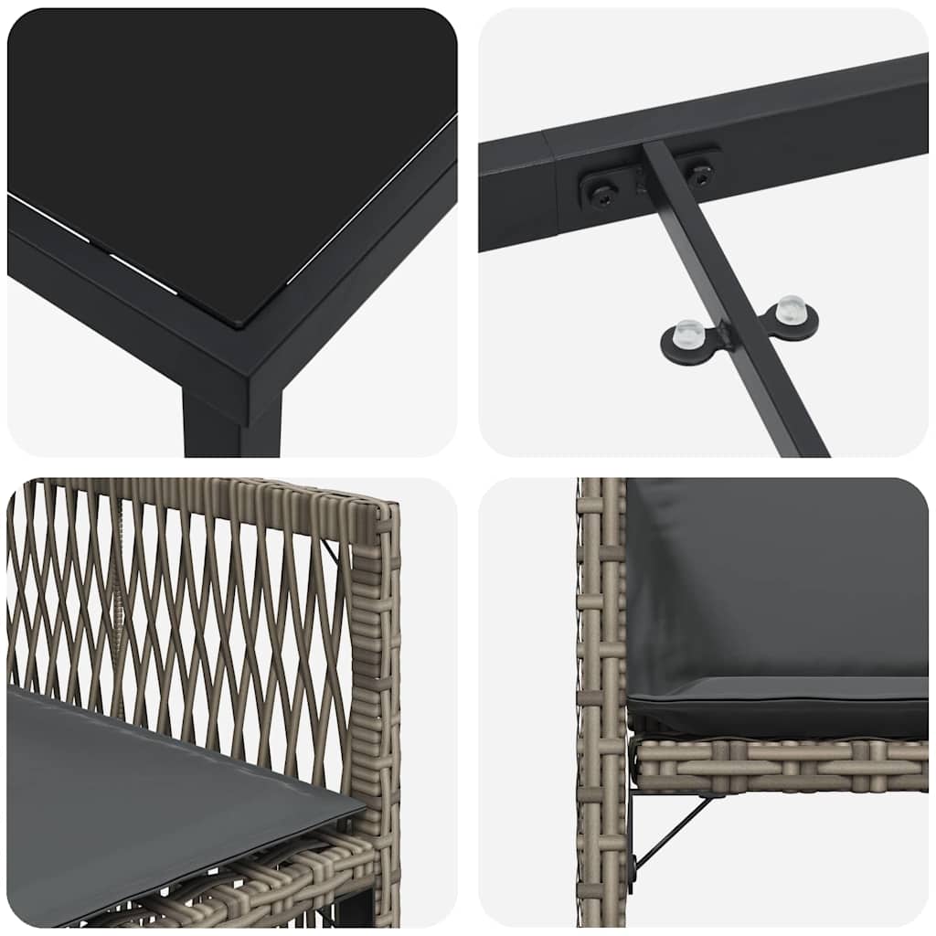 Trädgårdsmöbelset 5 pcs Grå konstrotting