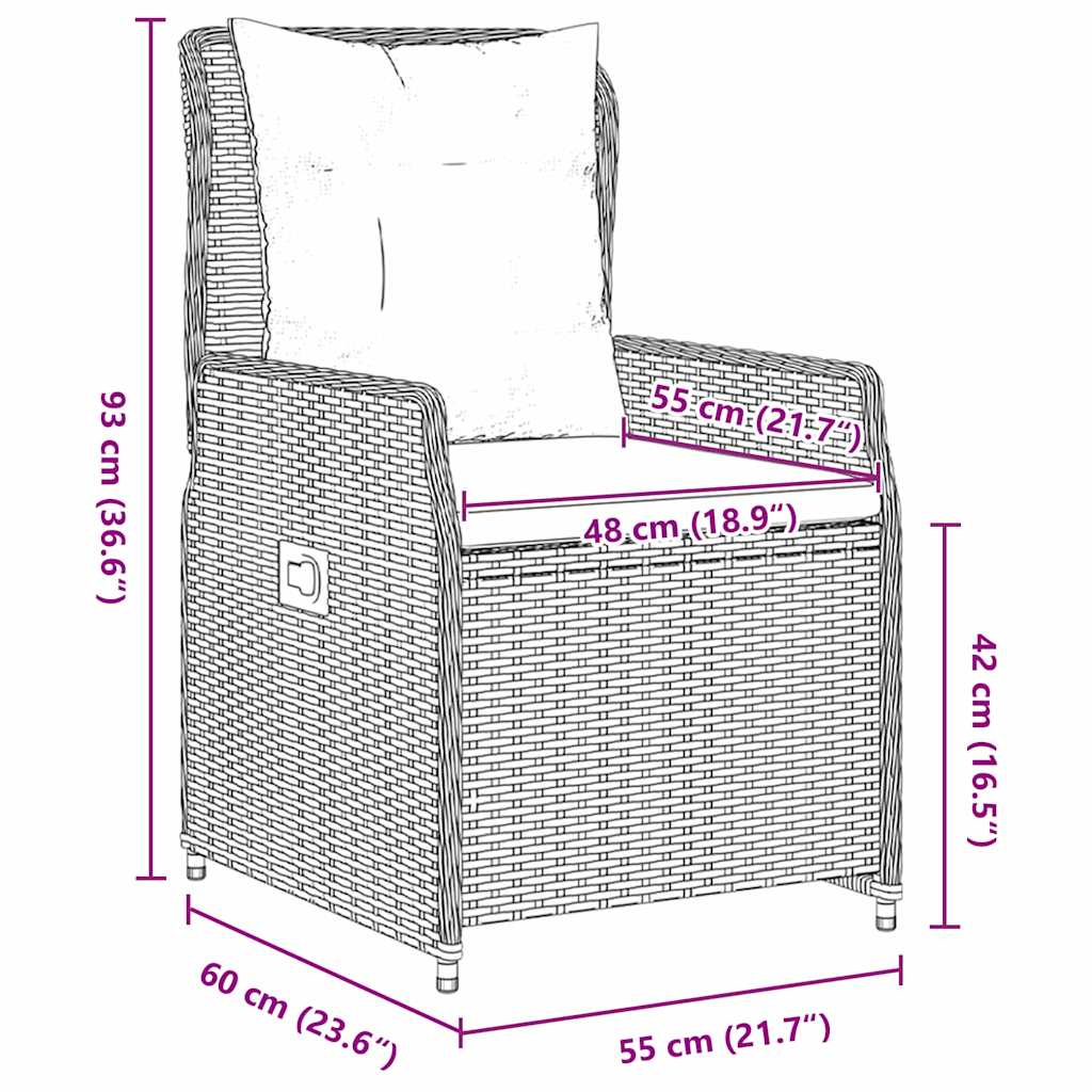 Trädgårdsmöbelset 5 pcs Brun konstrotting