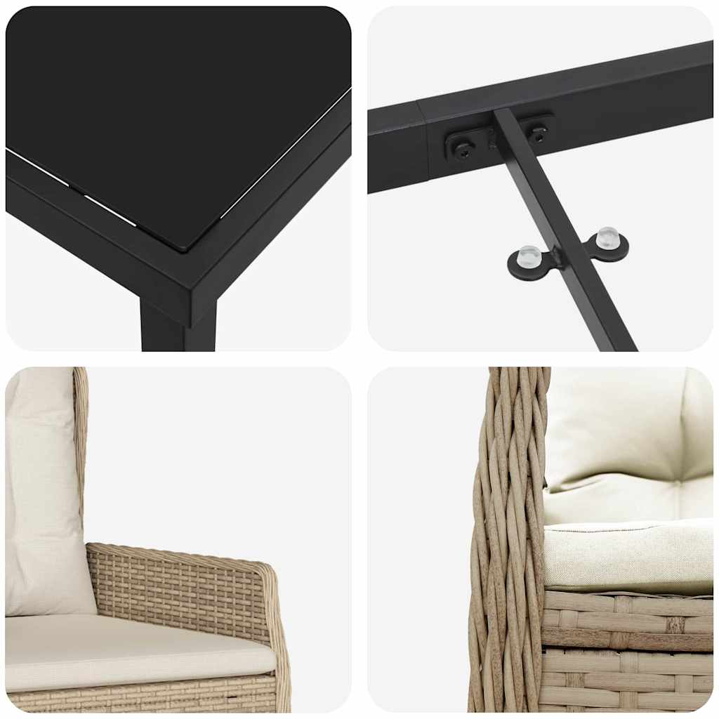 Trädgårdsmöbelset 7 pcs Beige och Ljusgrå konstrotting