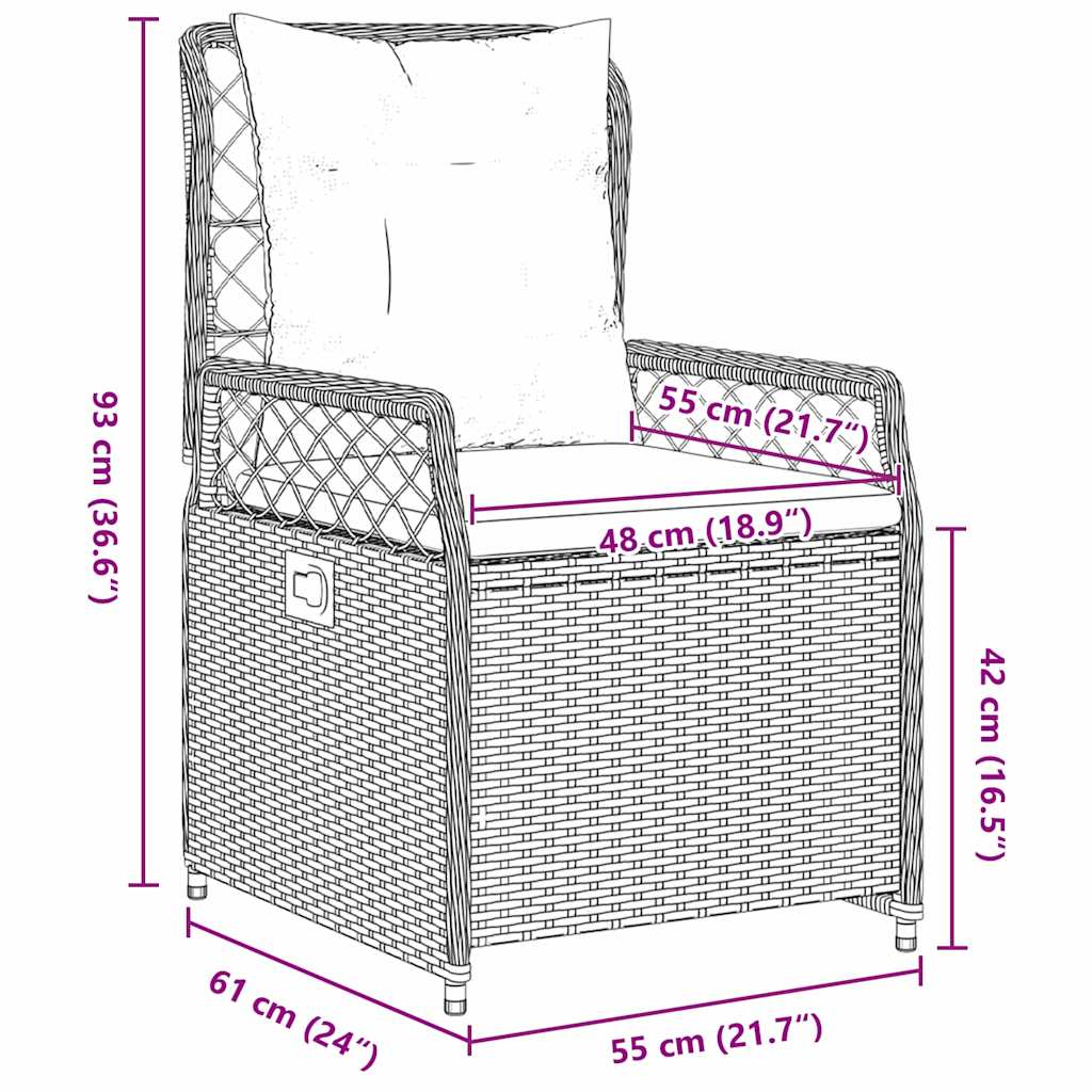Trädgårdsmöbelset 7 pcs Grå konstrotting