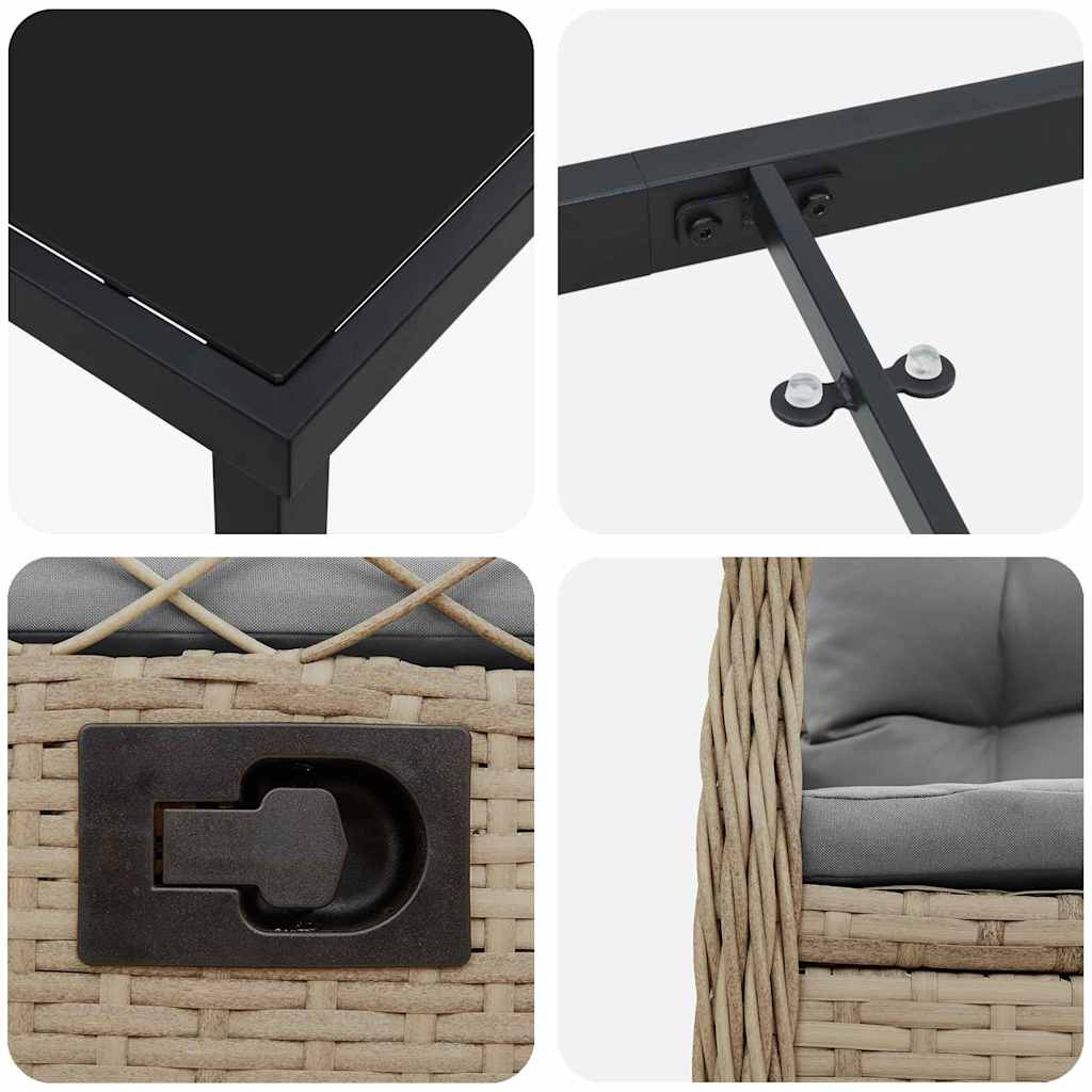 Trädgårdsmöbelset 5 pcs Beige och Ljusgrå konstrotting