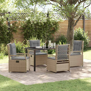 Trädgårdsmöbelset 5 pcs Beige och Ljusgrå konstrotting