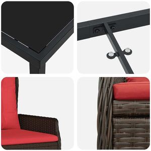 Trädgårdsmöbelset 7 pcs Brun Poly rattan