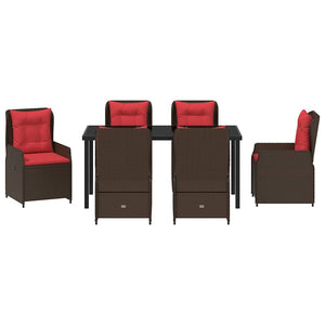 Trädgårdsmöbelset 7 pcs Brun Poly rattan
