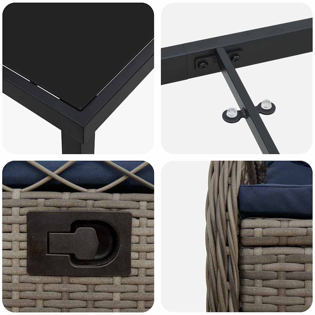 Trädgårdsmöbelset 7 pcs Grå konstrotting