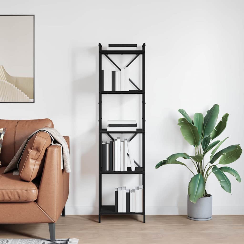 Hyllsystem 40 x 30 x 155 cm Konstruerat trä Svart Ek
