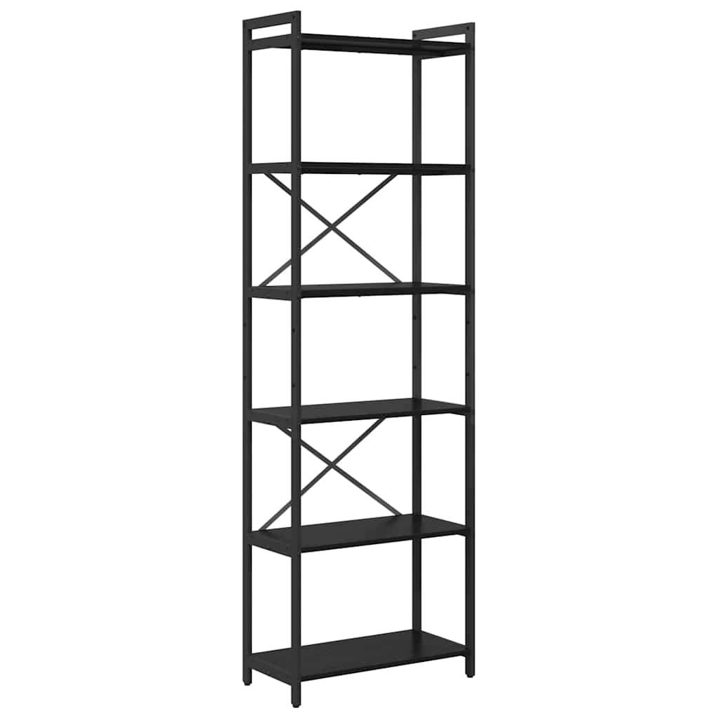 Hyllsystem 60 x 30 x 189,5 cm Konstruerat trä Svart Ek