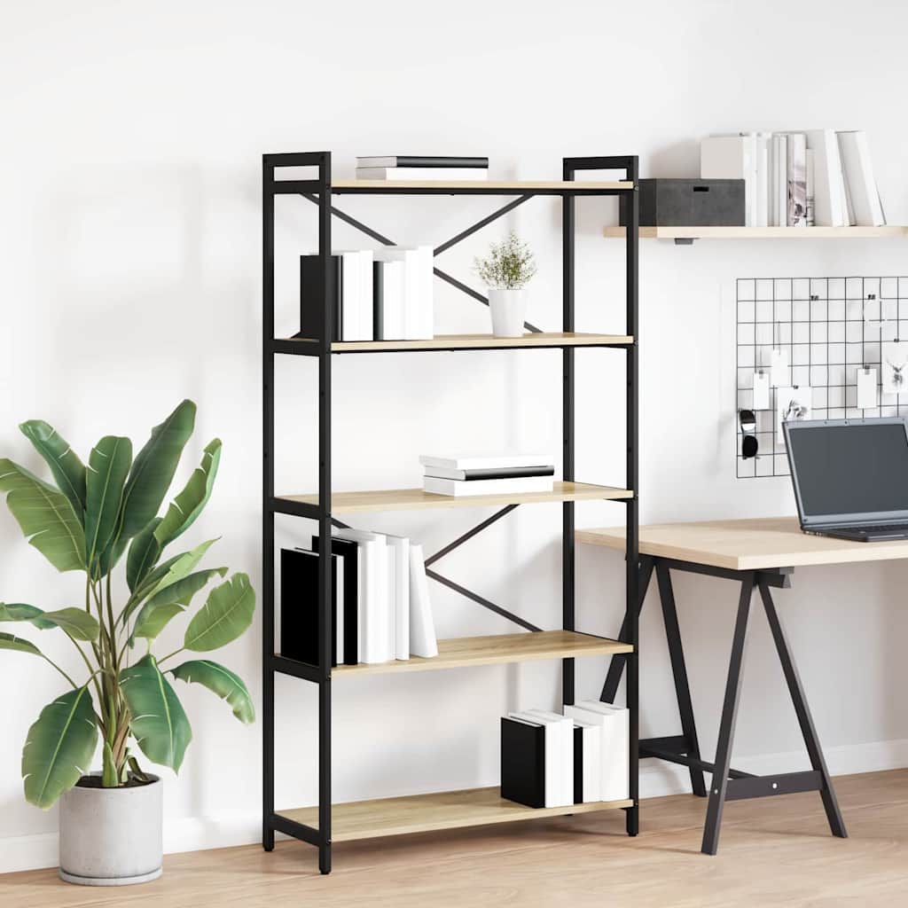 Hyllsystem 80 x 30 x 155 cm Konstruerat trä Sonoma-ek