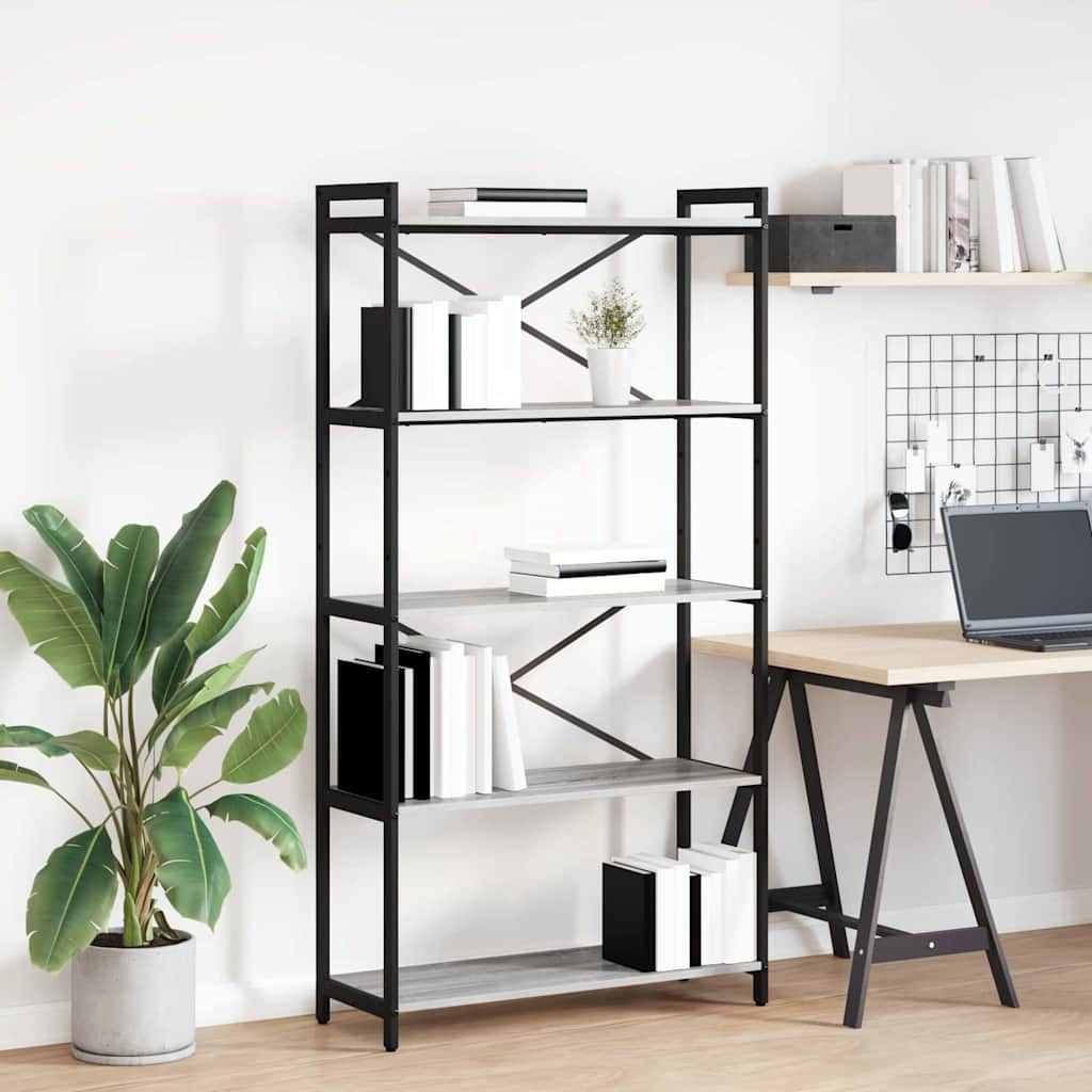 Hyllsystem 80 x 30 x 155 cm Konstruerat trä Grå sonoma