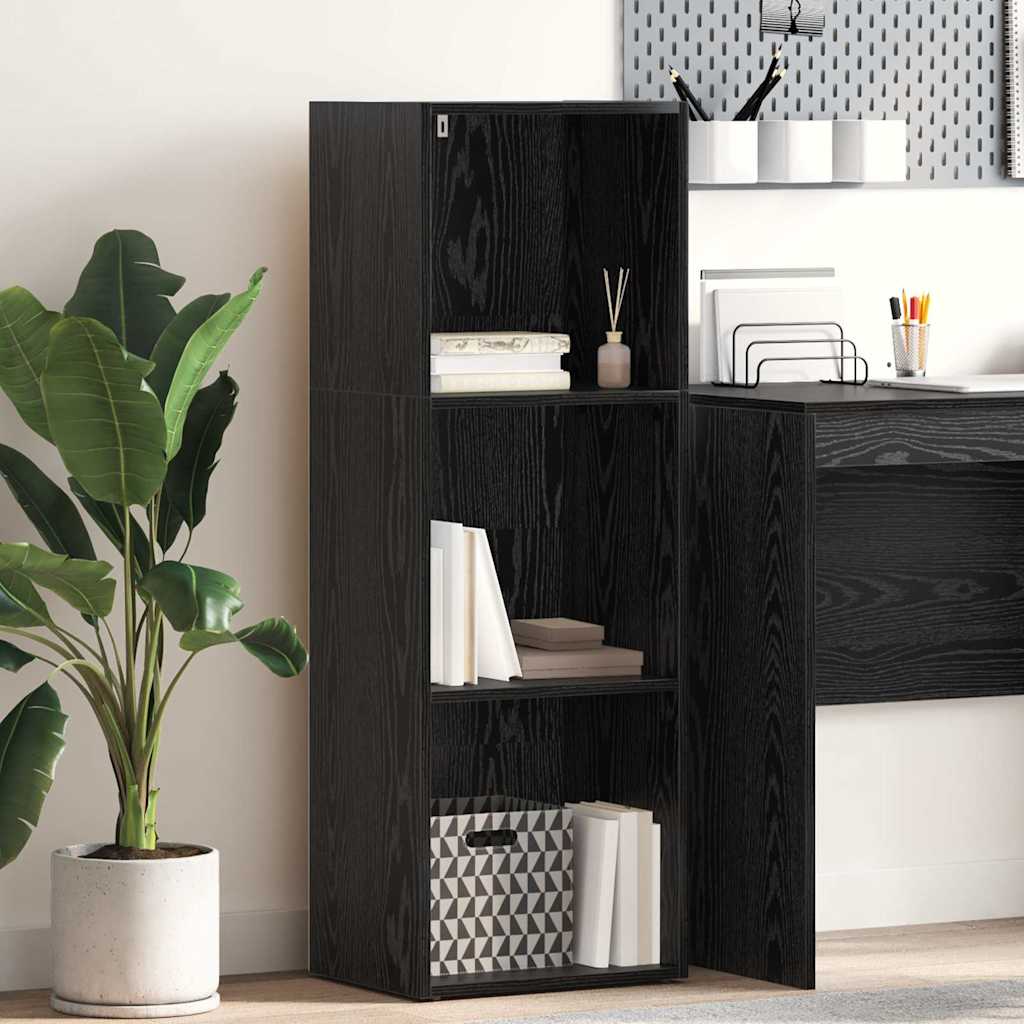 Hyllsystem 3 nivåer 40 x 30 x 114 cm Konstruerat trä Svart Ek