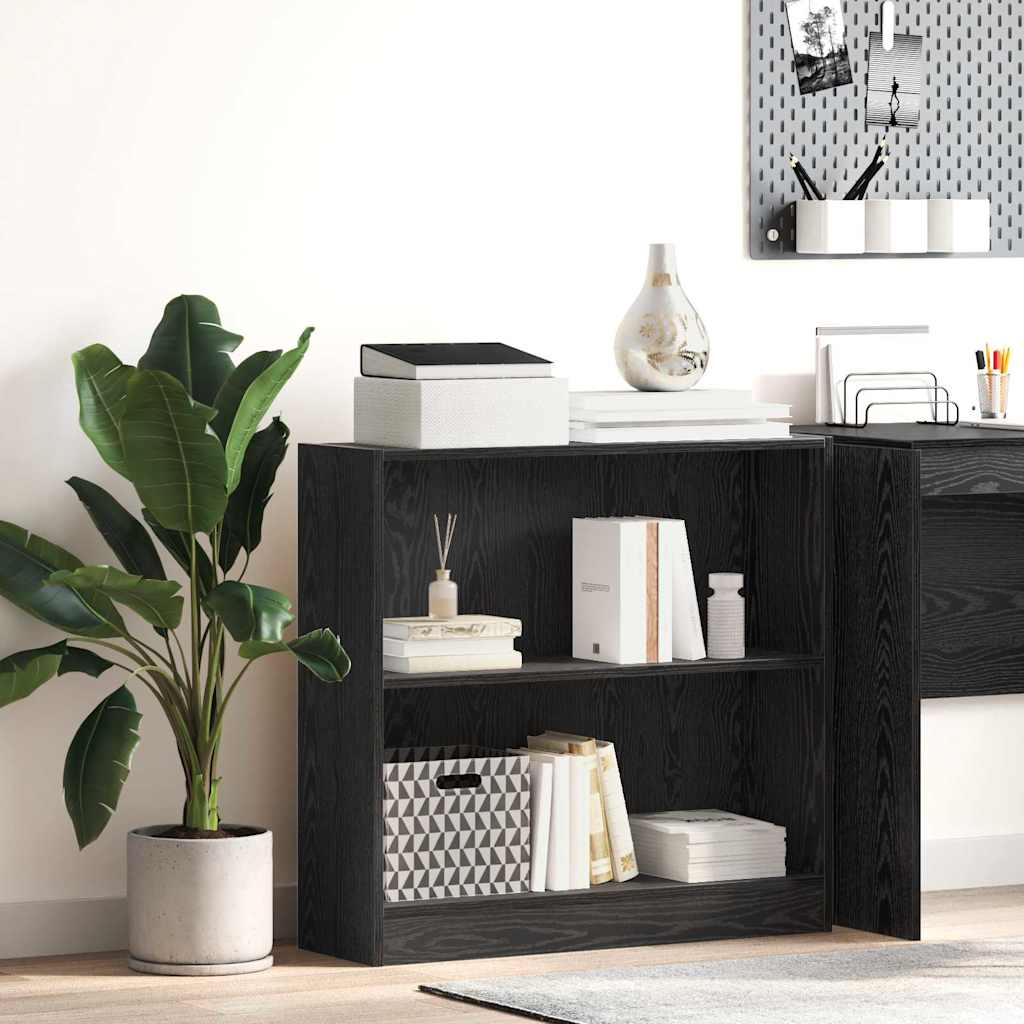 Hyllsystem 80 x 24 x 76 cm Konstruerat trä Svart Ek