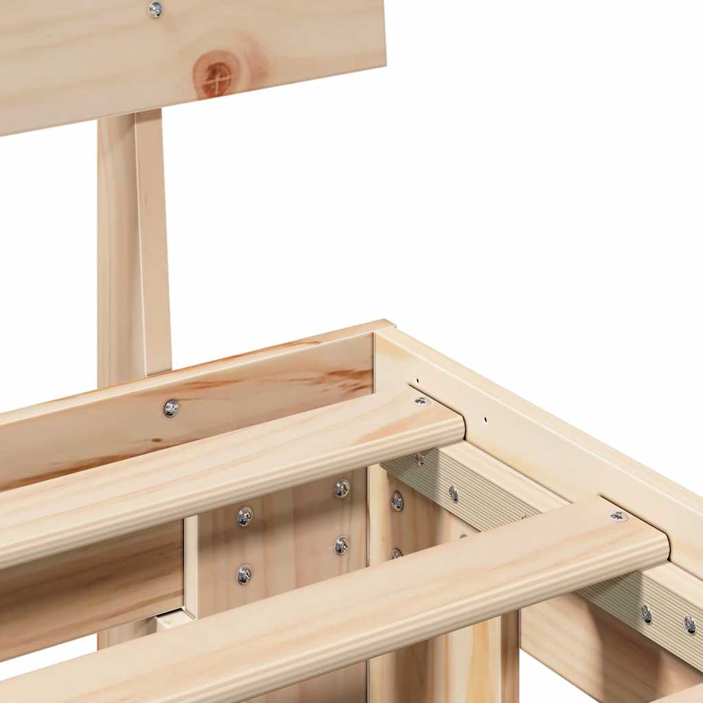 Sängram med huvudgavel Brun 200 x 200 cm Massiv furu