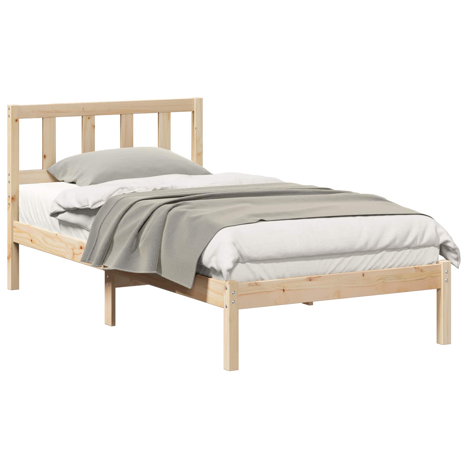 Sängram med huvudgavel Brun 75 x 190 cm Massiv furu
