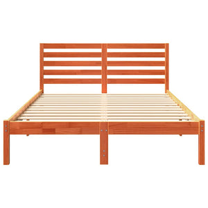Sängram med huvudgavel Vaxbrun 140 x 190 cm Massiv furu