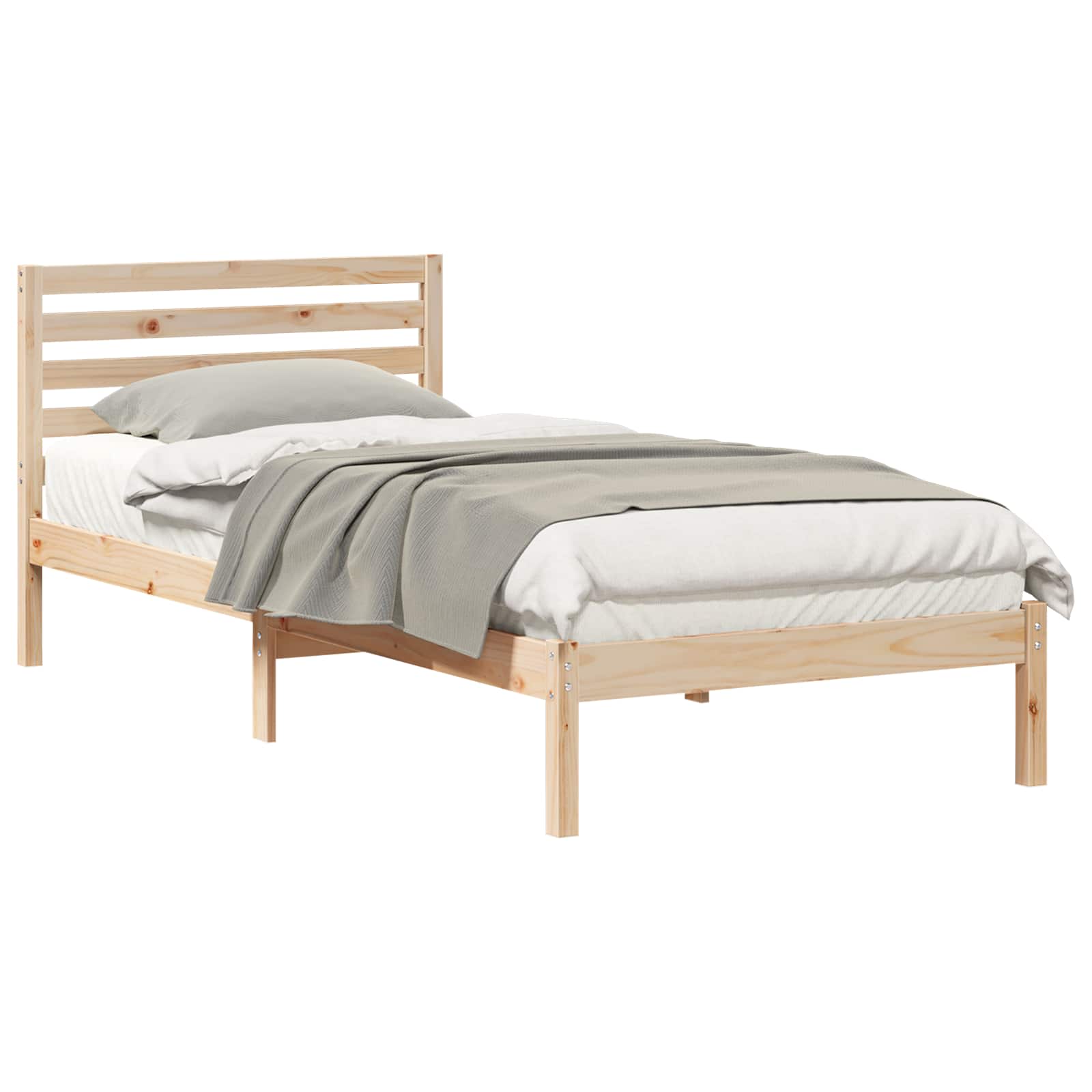 Sängram med huvudgavel Brun 90 x 210 cm Massiv furu