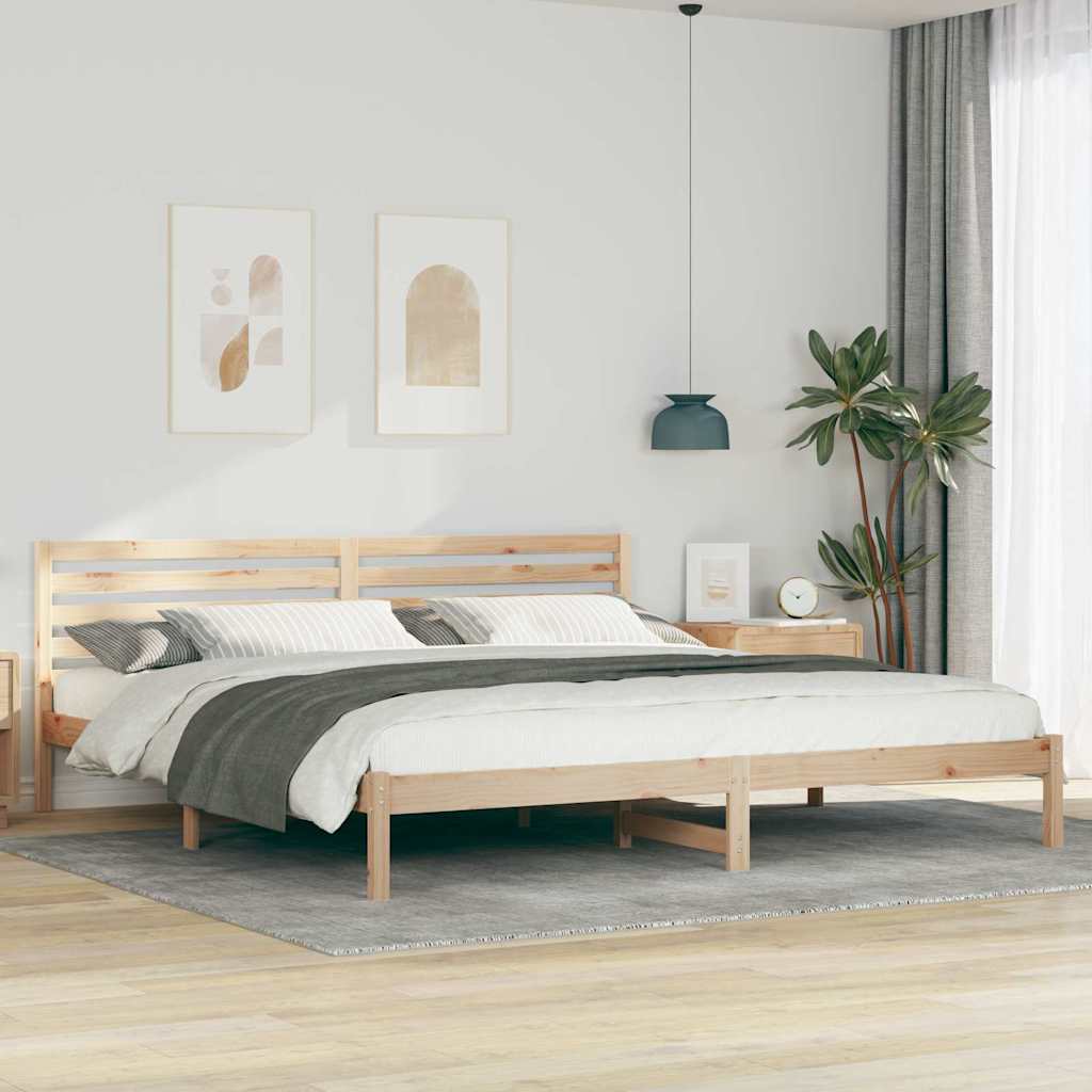 Sängram med huvudgavel Brun 180 x 210 cm Massiv furu