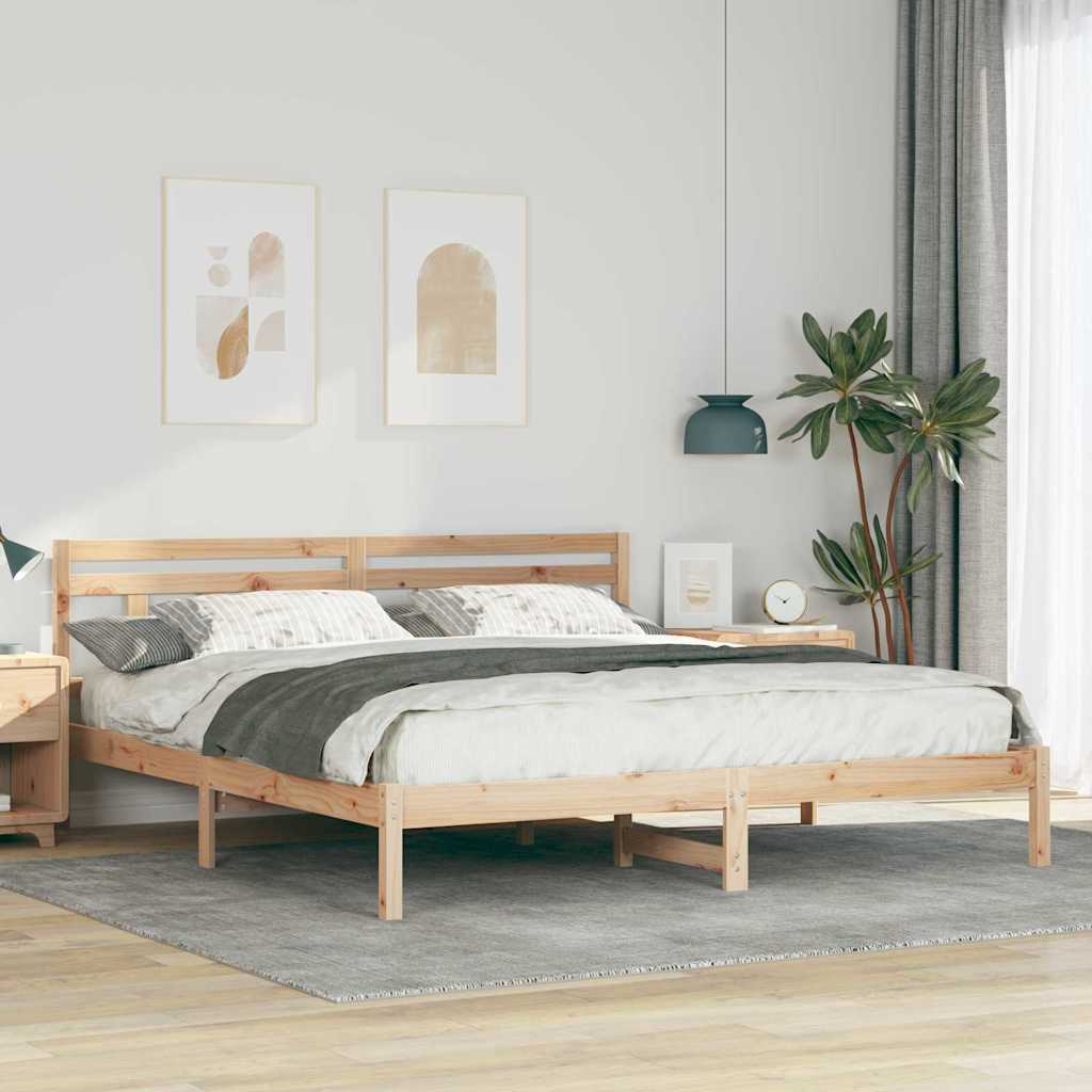 Sängram Brun 180 x 200 cm Massiv furu
