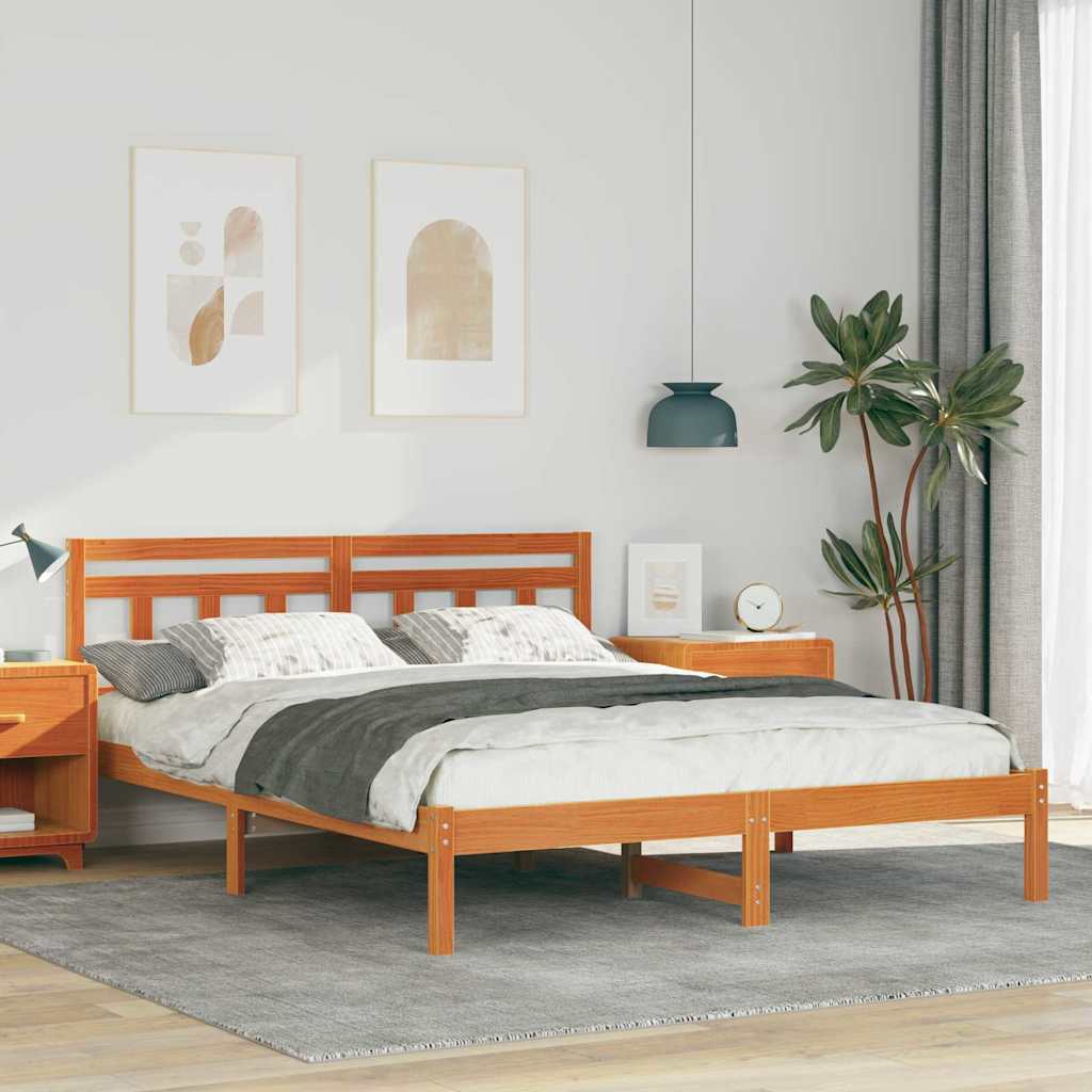 Sängram Brun 160 x 200 cm Massiv furu