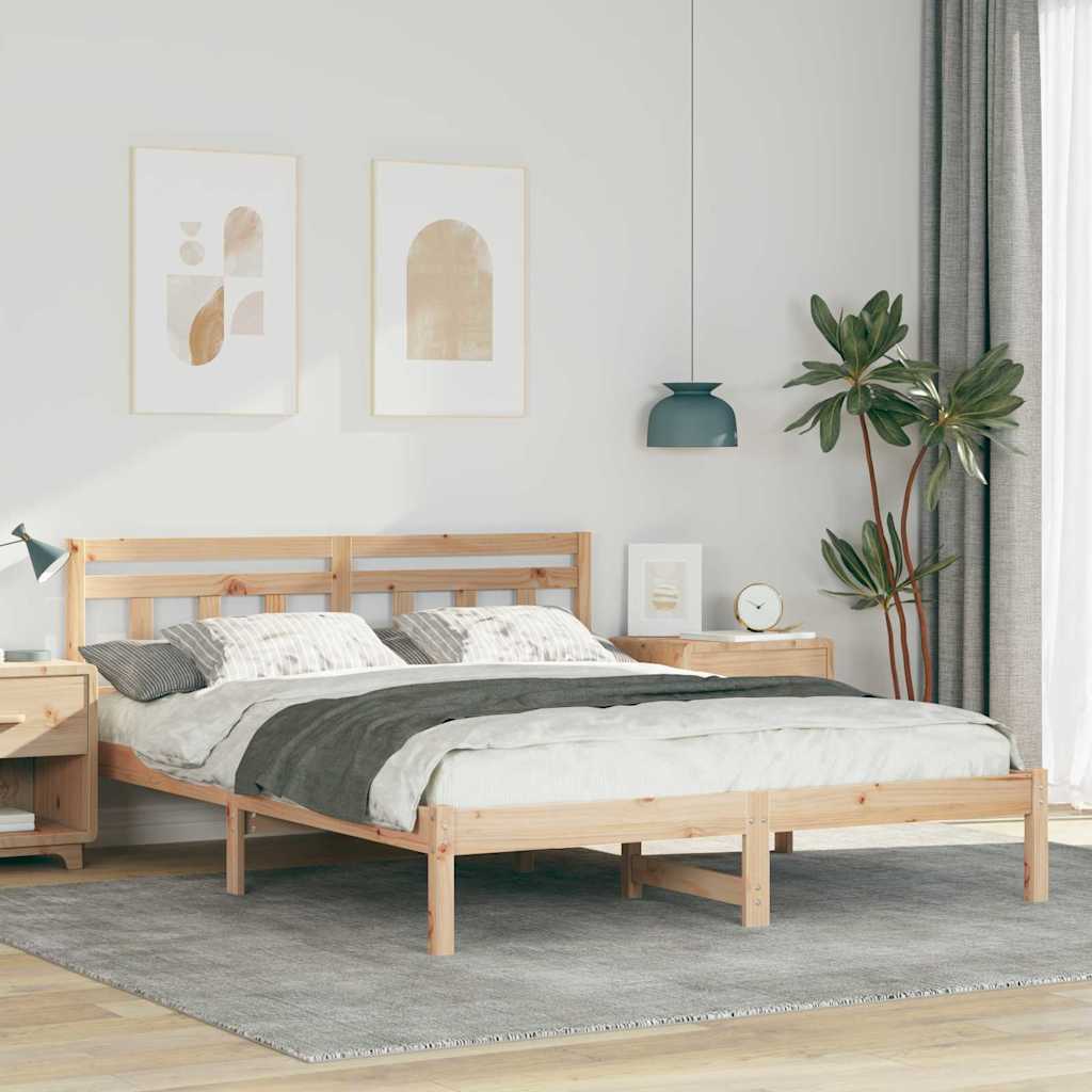 Sängram Brun 150 x 200 cm Massiv furu