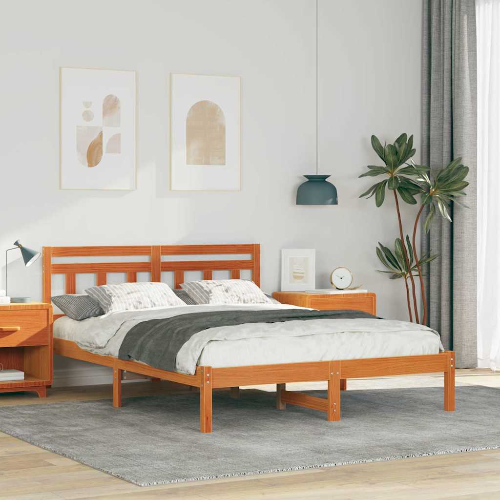 Sängram Brun 120 x 200 cm Massiv furu