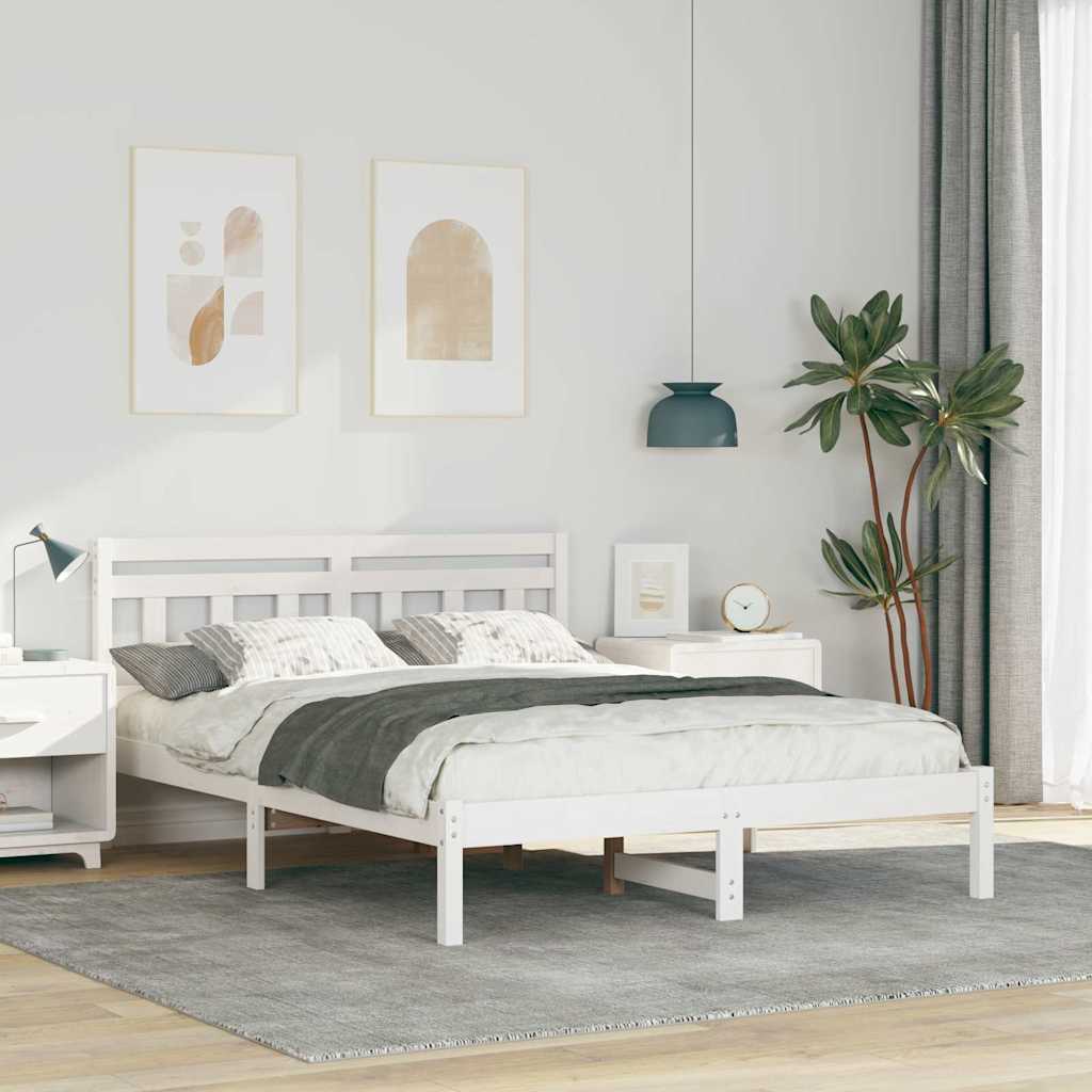 Sängram Vit 135 x 190 cm Massiv furu
