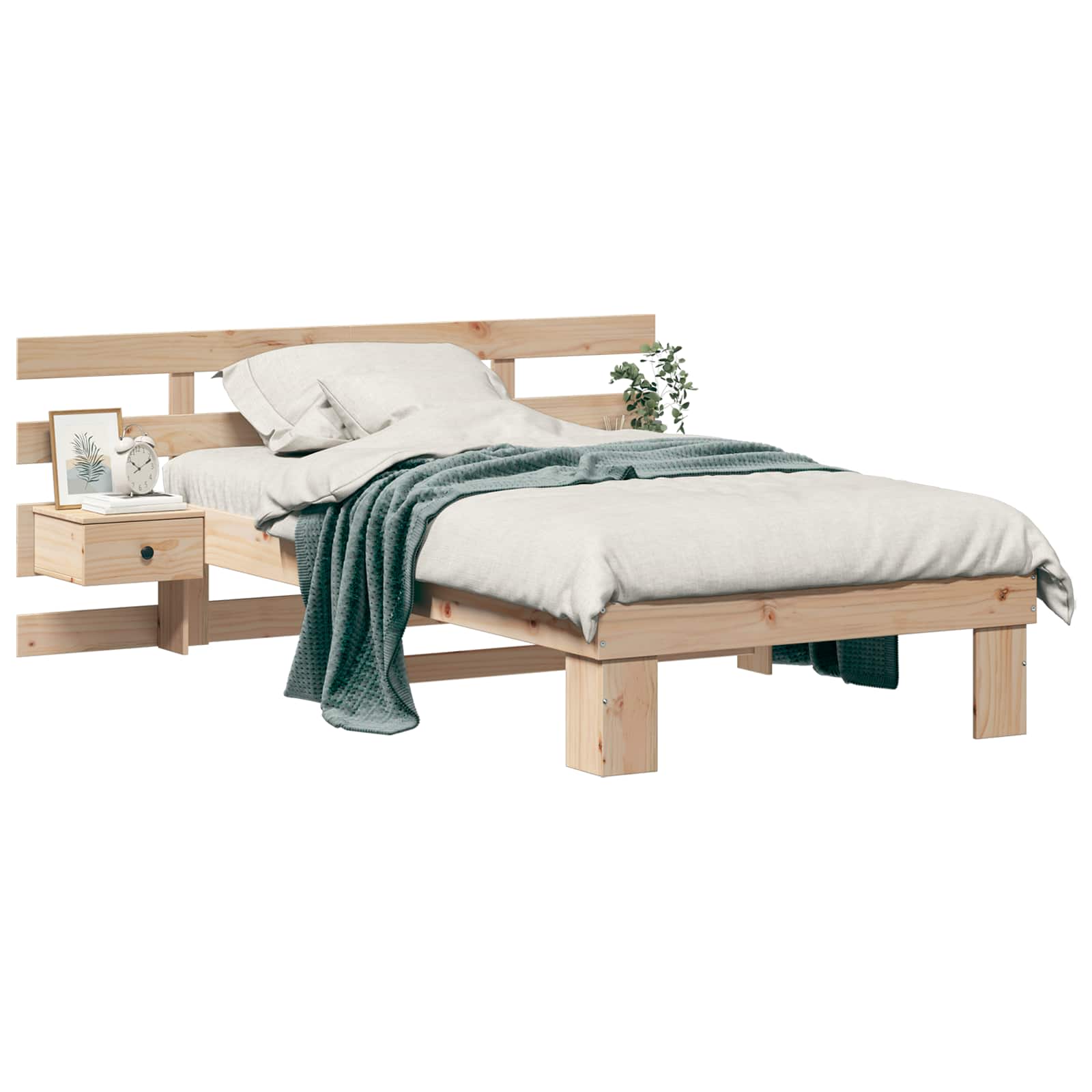 Sängram med huvudgavel Brun 90 x 190 cm Massiv furu