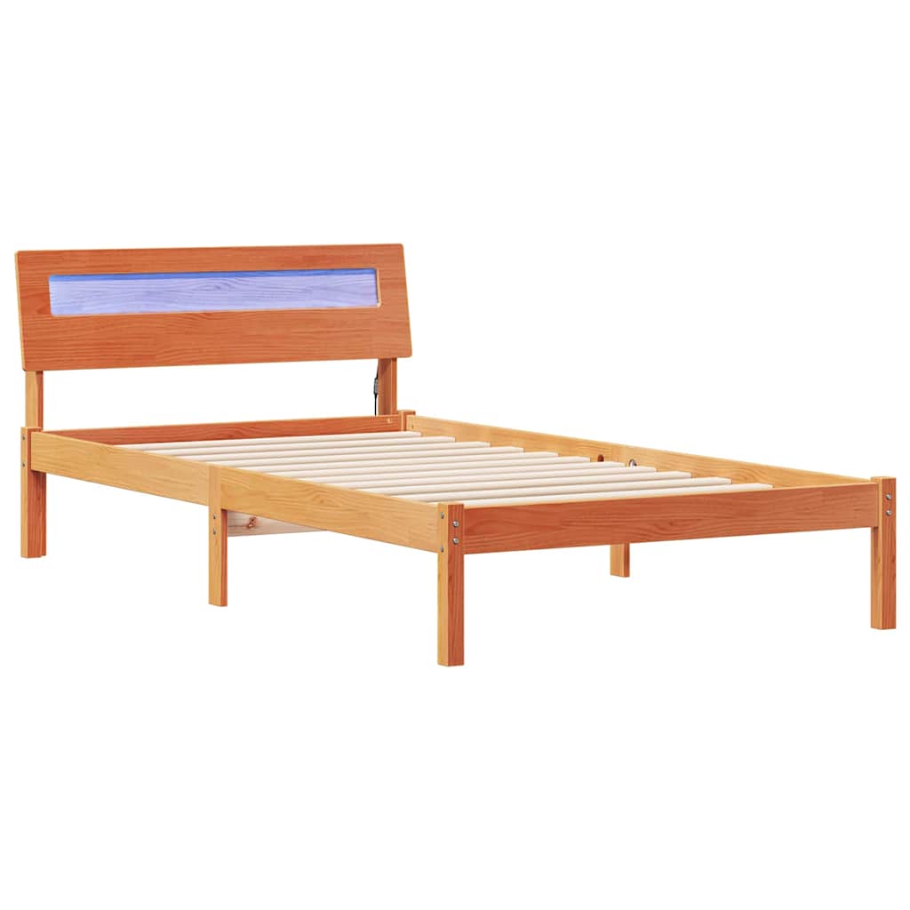 Sängram med huvudgavel Vaxbrun 100 x 200 cm Massiv furu