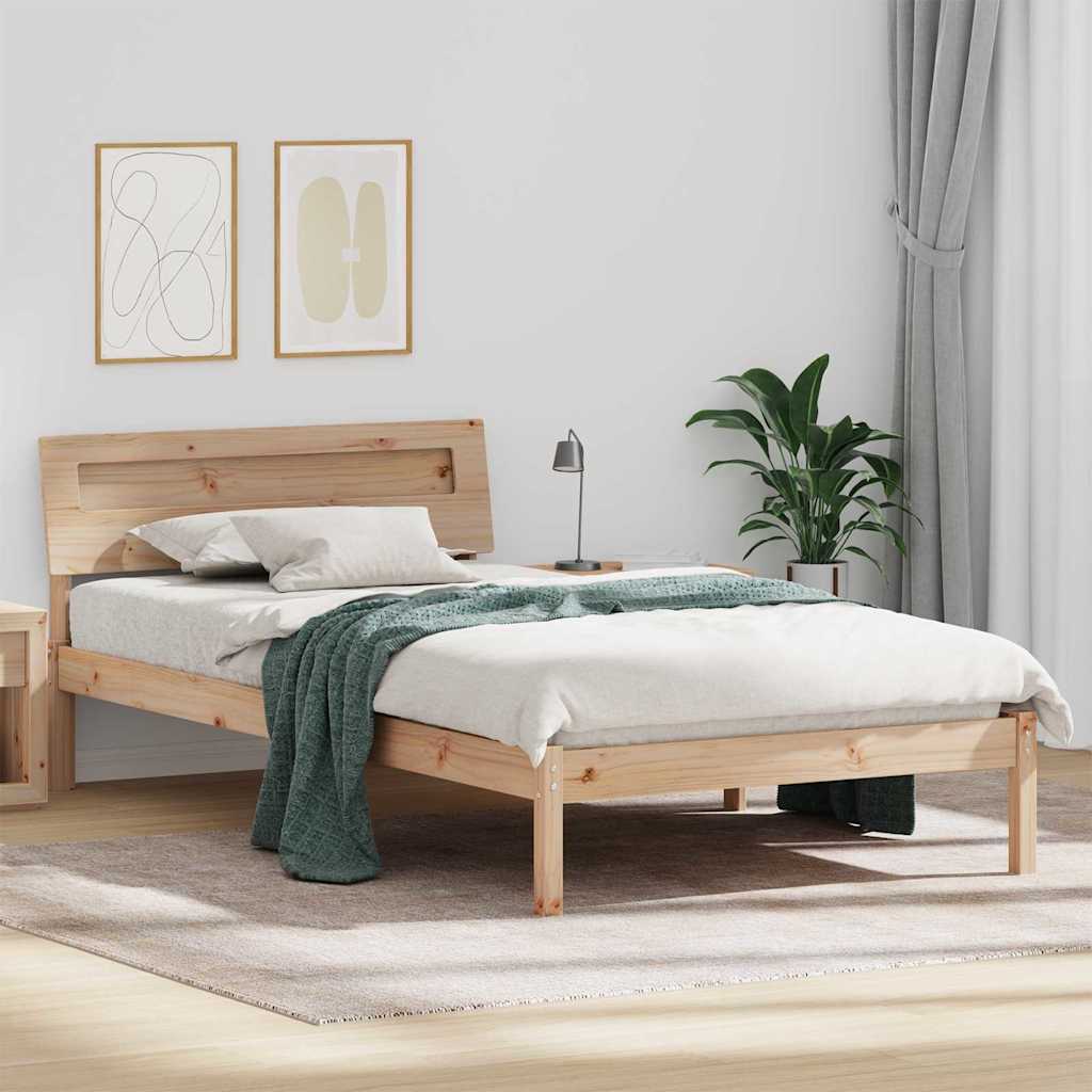 Sängram med huvudgavel Brun 90 x 200 cm Massiv furu