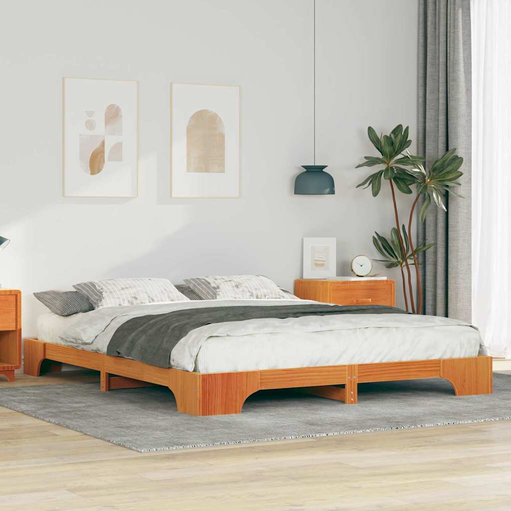 Sängram Brun 160 x 210 cm Massiv furu