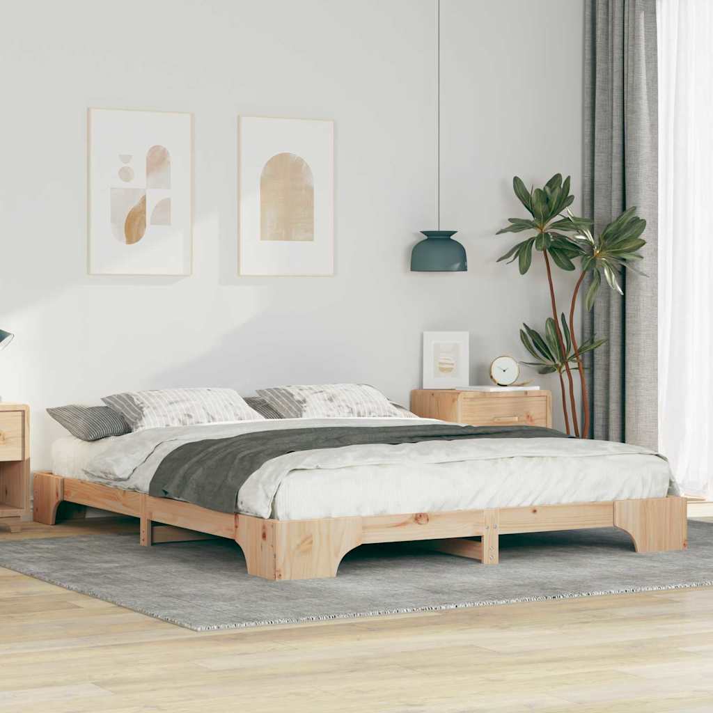 Sängram Brun 160 x 220 cm Massiv furu
